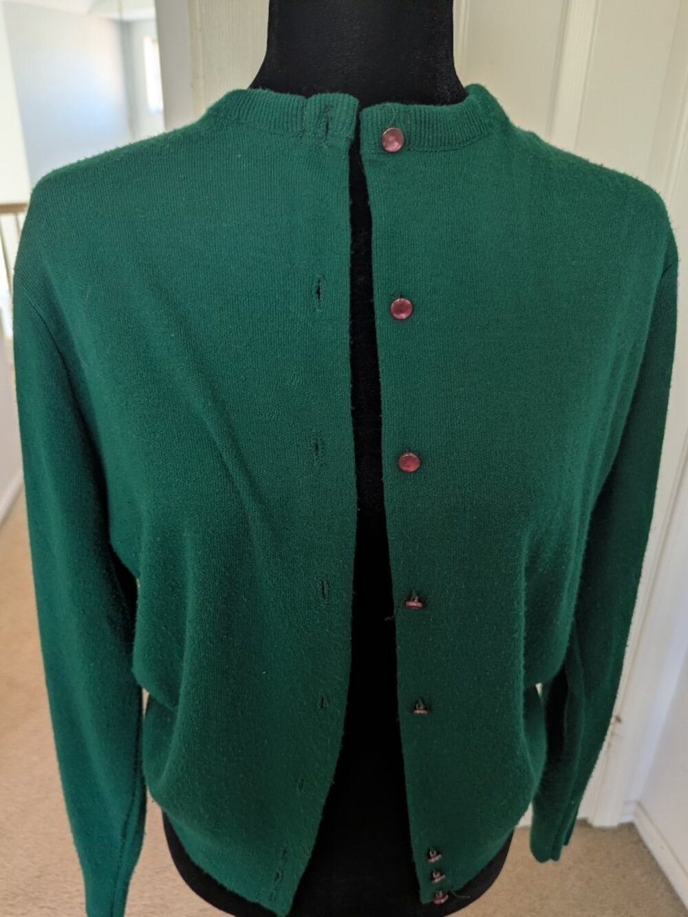 Vintage Womens Forrest Green Orlon Acrylic Cardigan Sweater By Sweetree Size Med